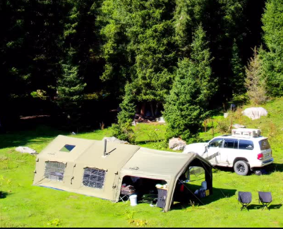 Coody tent camping adventure in nature with family